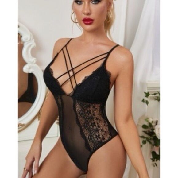 Large 1 left Black Sexy Teddy Lingerie - Picture 9 of 13